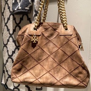 Brown suede brushed gold